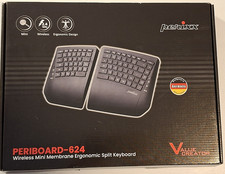 Perixx PERIBOARD‑624 Wireless Mini Ergonomic Split Keyboard 2.4 GHz Black *NEW* picture