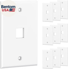 [UL Listed]  10-Pack Low Profile 1-Port Keystone Jack Wall Plate, RJ45 Wall Plat picture