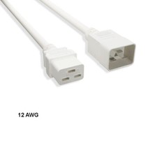 LOT 10pcs White 6ft 12AWG Color Power Cable IEC60320 C19 to IEC320 C20 20A/250V picture