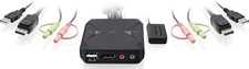 2-Port USB Displayport Cable KVM Switch - 4K 30Hz - Remote Switch Button - Plug picture