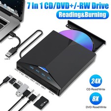 7-in-1 Slim External CD DVD Drive USB 3.0 Reader Writer Burner Player For Laptop picture