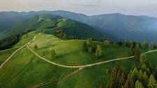 Landscape nature path road trees forest grass mountains Custom Gaming Mat Desk picture