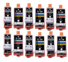 12PK PGI-35 CLI-36 Ink Cartridges BK/C Set for Canon iP100 iP110 TR150 Printer picture