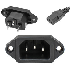 3 Pack Screw Mount 3 Pins Inlet Power Plug Socket IEC320 C14 AC 250V 10A picture