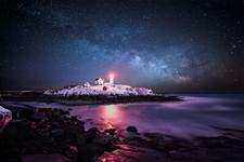 Landscape lighthouse sky night stars Custom Gaming Mat Desk picture