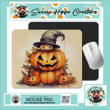 Mouse Pad Jack O Lantern Pumpkin Witch Hat Halloween Anti Slip Back Easy Clean picture