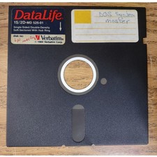 Verbatim DataLife 5.25 Floppy Disk 1S/2D-MD 525-01 DOS System Master 1984 Disk picture