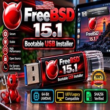 FreeBSD 15.1 Bootable USB Installer | UEFI/Legacy | 64-Bit | SHA256 Verified picture
