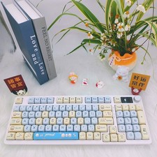 Cute Cat Keycaps MOA Profile PBT Dye Sub 98 Keys Mechanical Keyboard Set picture