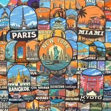 100 Pcs World Travel Stickers, Cities Around The the picture