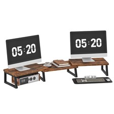 HOOBRO Dual Monitor Stand Riser, 31.5-42.9”L x 9.4”W x 5.1”H, Rustic Brown picture