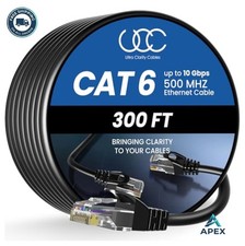 Cat6 Ethernet Cable 300 FT 10Gbps 500 MHz RJ45 UTP 24 AWG Copper Indoor Outdoor picture