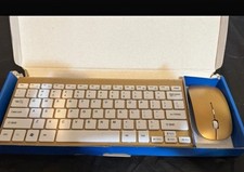 Mini Wireless Ultra-Thin Keyboard Mouse Combo, gold  English QWERTY picture