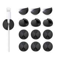 12 Pack Cable Clips, Adhesive Cord Organizer Holder for Desk Black picture
