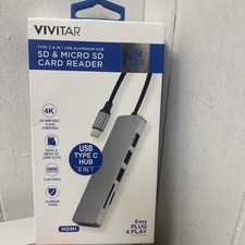 Vivitar Type C 6 In 1 USB Aluminum Hub SD & Micro SD Card Reader W/4K HDMI Port picture