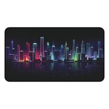 Neon Skyline Desk Mat | Cyber City RGB Mousepad picture