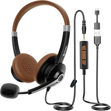 USB Headset with Mic for PC, USB-C/A & 3.5Mm Jack picture