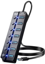 USB 3.0 Hub, PANPEO 7-Port USB Data Hub Splitter with 3ft Long Cable USB Extensi picture
