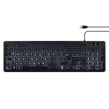 German 105 Keys Large Print Quiet USB Wired Full Size Backlight Backlit Keyboard picture