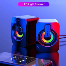 Computer Speakers PC Sound Box HIFI Stereo Microphone USB Wired with LED Light picture