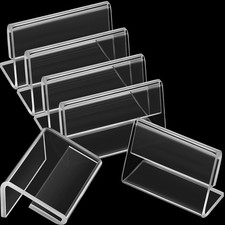 70 Pcs Mini Acrylic Sign Display Holder L Shape Tag Label Stands Clear Price picture