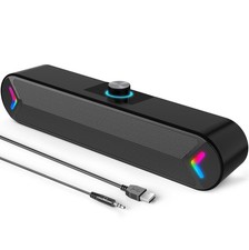 LENRUE Computer Speakers,PC Speakers for Desktop,Wired USB-Powered Sound-bar picture
