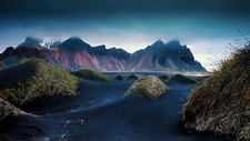 Landscape mountains beach black sand dunes iceland cliff Custom Gaming Mat Desk picture