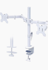 BONTEC Dual Monitor Desk Mount, 13-27 Inch, 22lbs, VESA 75x75/100x100,White picture