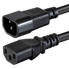 1FT 14/3 Power Extension Cord Cable IEC 60320 C14 Male to C13 Female 14AWG Black picture