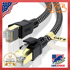 Cat 8 Ethernet Cable Braided 40Gbps 2000MHz Shielded RJ45 High Speed LAN Network picture