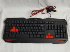 Red Dragon Gaming Essentials S101 Keyboard Light Up Red Illuminated Tested Works picture