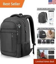 Versatile 17.3 Inch Black Travel Laptop Backpack with Safety & Comfort Features picture
