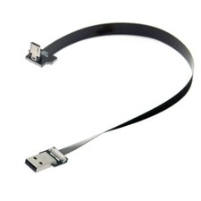 Down Angled USB 2.0 Type-A Male to Micro USB 5Pin Male Data Flat Slim FPC Cable picture