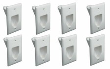 8 Pcs 1-Gang Recessed Low Voltage Feed Through HDMI Audio Wall Cable Plate White picture