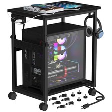 Extra-Large Computer Tower Stand with Charging Station, Adjustable PC Tower S... picture