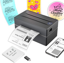 Bluetooth Thermal Shipping Label Printer: 4x6 Wireless Label Maker with Tape for picture