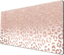Desk Mat XXL Mouse Pad, Pink Rose Gold Leopard Print Office Supplies and Accesso picture