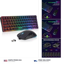 60% Wireless Gaming Keyboard and Mouse Combo, RGB Backlit Rechargeable picture