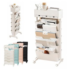 5 Tier Rolling Book Cart Multi Functional Movable Storage Bookshelves SD-9158 picture
