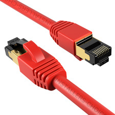 CAT8 RJ45 Ethernet Cable High Speed 40Gbps Network Shielded Copper Red lot picture