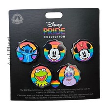 Disney Parks Pride Collection Mickey, Minnie, Stitch Kermit Ursula Set of 5 Pins picture