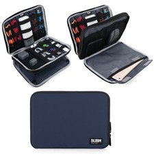 BUBM Double Layer Electronics Organizer, Travel Large,2-layer, Dark Blue picture