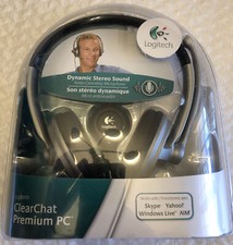 New Logitech ClearChat Premium PC Silver/Black Headband Headsets With Boom Mic picture