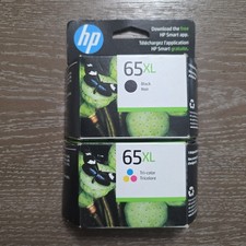 Opened Ink Cartridges One HP 65XL Black and One Tri-Color Combo 65XL COLOR picture
