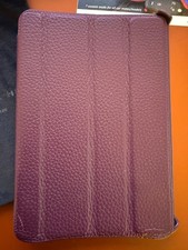 Story Leather Mini iPad 6 case - Genuine leather & Suede - Purple + Green EUC picture