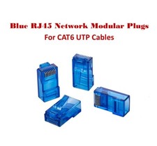 Blue RJ45 End Pass Thru EZ Modular Plugs 8P8C for Cat6 Network Cables Pack LOT picture