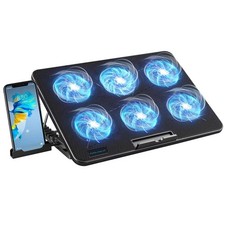 Coolcold Laptop Cooling Pad 6 Quiet Fans Adjustable Height Wind Speed Stand Hold picture