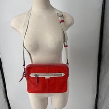 Coach Daisy Spectator Leather Tablet Crossbody Bag Women Orange Ivory picture