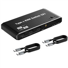 USB C KVM Switch 100W PD Charging Port Switcher 2x1 8K For 2 Laptop 1 Monitor picture