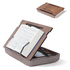 Lap Reading Desk with Cushion, Adjustable Incline Book Stand, Walnut Wood picture
